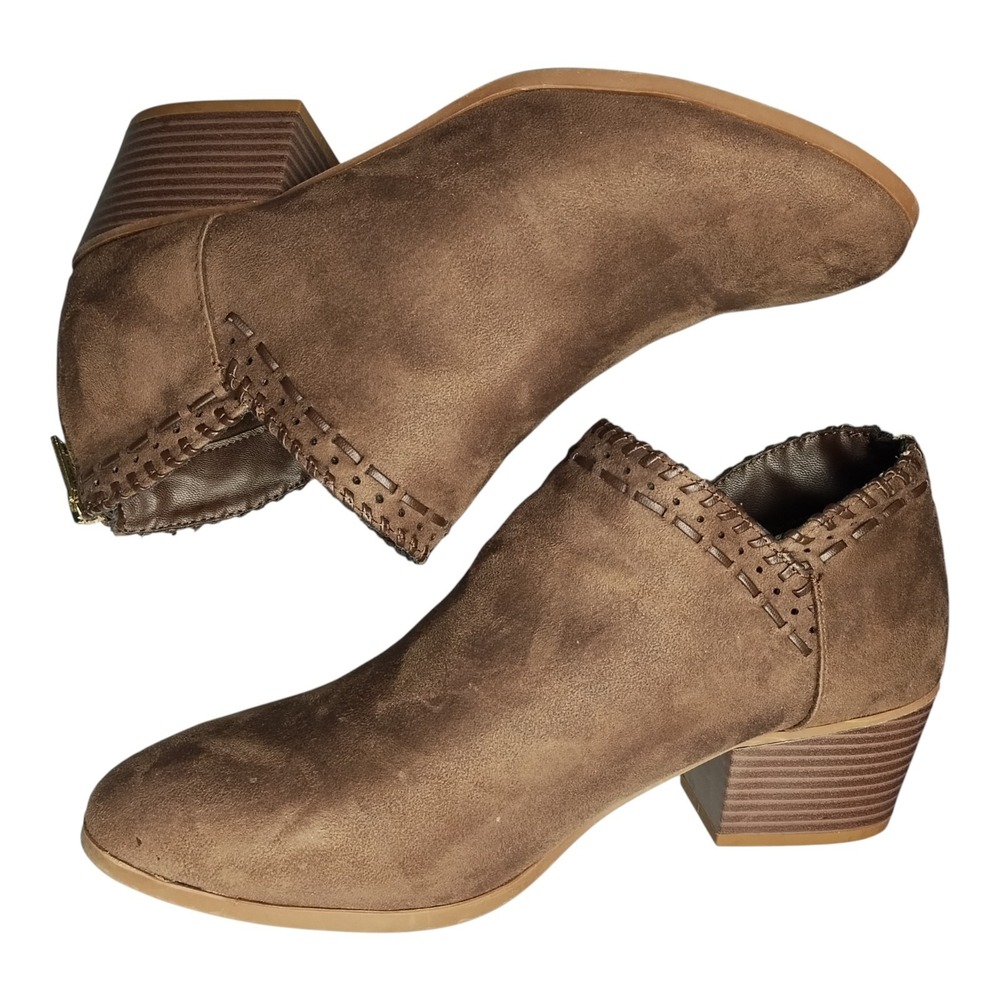 Gloria Vanderbilt Ankle Booties Womens US‎ Size 8.5 Brown Memory Foam Back Zip